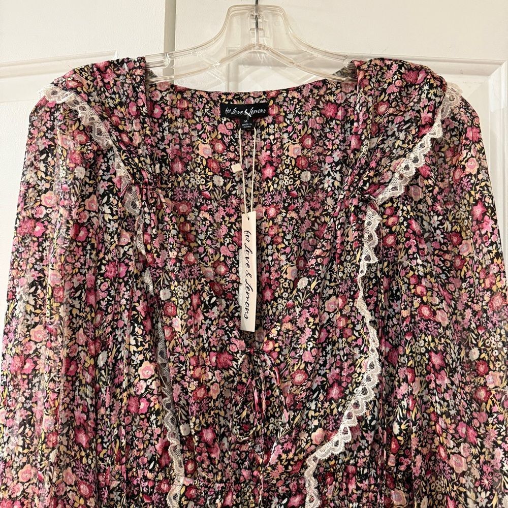 For Love & Lemons Grace Mini Dress in Multi M NWT Cottagecore Prairie Boho - Picture 3 of 10